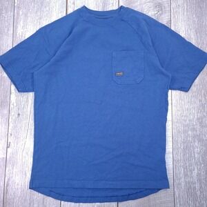 Ariat Rebar T-Shirt Mens Small Blue Short Sleeve Cotton Pocket Raglan Workwear